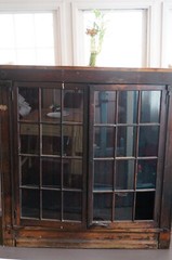 Antique Mahogany Display Cabinet with Glass Doors