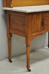 Antique English Arts & Crafts Birch Wood Green Tile Backsplash Washstand Server