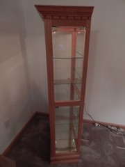 Vintage Curio Cabinet Wood & Glass; Lighted, Mirrored, Glass Shelves Eagle Ind.