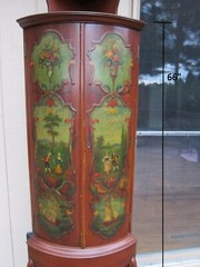 QUEEN ANNE STYLE CORNER CABINET, HAND PAINTED ,Vintage