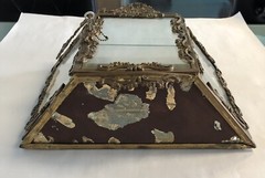 Hollywood Regency Gilt Brass & Glass Rococo Revival Wall Enclosed Display Case