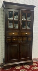 Antique Style Country French Bevel Glass Solid Wood Bookcase Kitchen Cabinet