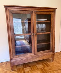 Antique French Walnut Vitrine Display Cabinet