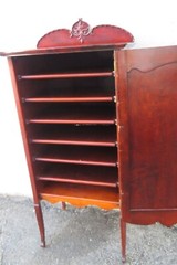 Late 1800s Victorian Carved Storage Music Record Cabinet 5962