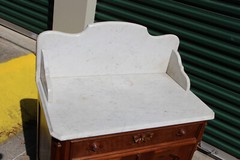 Superb Large Walnut Victorian Renaissance Revival Marble Top Washstand Cabinet