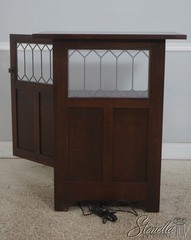 73379: STICKLEY Roycroft Mission Oak Leaded Glass Cabinet