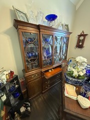 VTG Georgian Mahogany Jasper cabinet bubble glass w/ pull-out butler’s desk