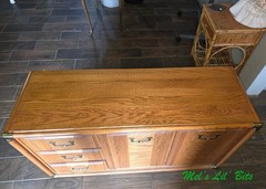 Vintage Campaign Style Oak China Hutch