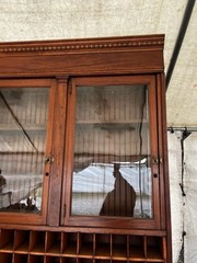 WOW vintage antique mahogany post Office work cabinet 83” L x 101” H x 15.5” D