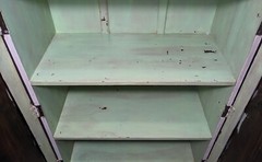 Vintage Shabby Chic Painted Floral Carved Wood Cabinet – Morrocan Indian Shelf