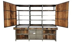 Industrial Credenza w/ Hutch Reclaimed Wood Welded High End Brutalist 96″ TALL!
