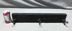 Vintage Decorative Black 22″ Tin Ceiling Metal 3 Hook Rack Old 149-25B