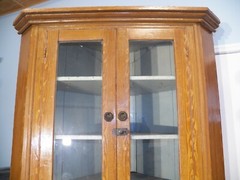 Antique Original Grain Painted Corner Cupboard Cabinet 4 Doors