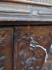 Antique BLACK forest wood carving cabinet drawers rare 19thc Germany