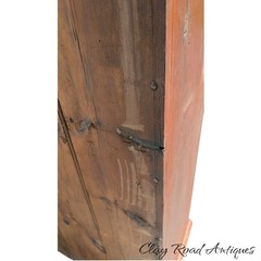 Antique Red painted 12 light primitive cupboard step back farm house country