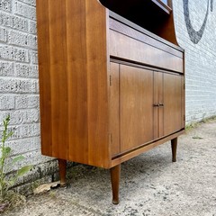 Petite Mid Century Walnut Hutch or Media Cabinet