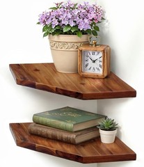 Demigo Corner Shelf Wall Mount, Set of 2 Solid 11.8 x 16.5 inches, Brown