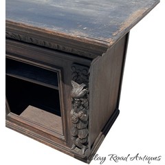 antique figural carved Oak hanging cabinet victorian Black Forest repurpose part