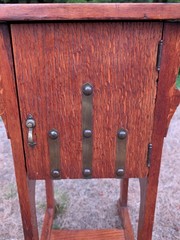 Antique Tiger Oak Pipe Tobacco Smoking Cabinet, Nightstand, Light Stand