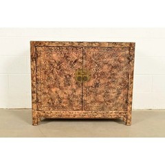 Henredon Mid-Century Hollywood Regency Chinoiserie Faux Tortoise Shell Cabinet