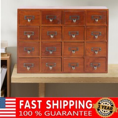 Antique Apothecary Cabinet Wood Box with 16 Drawers Desk Drawer Organizer Box