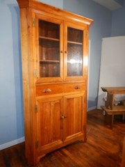 Rustic Solid Walnut Corner Cabinet Brass H Hinges Country Federal