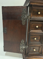 Late 18th C. Dutch 2 Door Walnut Cabinet W/ Secret Drawer & Compartments
