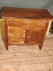 Antique Tiger Oak Dry Sink Wash Stand Cabinet With Towel Bar