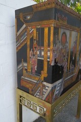 Maitland Smith Hand Painted Chinoiserie Cabinet Cupboard on Brass Stand 5442