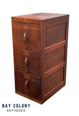 Antique Tiger Oak Three Drawer File Cabinet with Raised Panels by Globe Wernicke