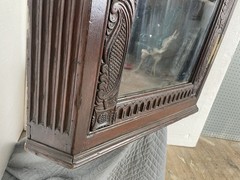 Antique Hanging Corner Cupboard cabinet Carved Flemish Oak with drawers