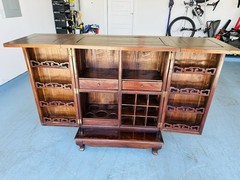 Beautiful Vintage Mid Century Dark Walnut Wood Beverage Dry Bar Cabinet