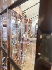 STUNNING c1840/50 glass display cabinet Pine old wavy glass 77” h 68” w 16” d