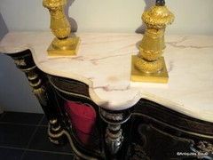 stamped MILLET Impressive french credenza 3 doors in marquetry Boulle 19th