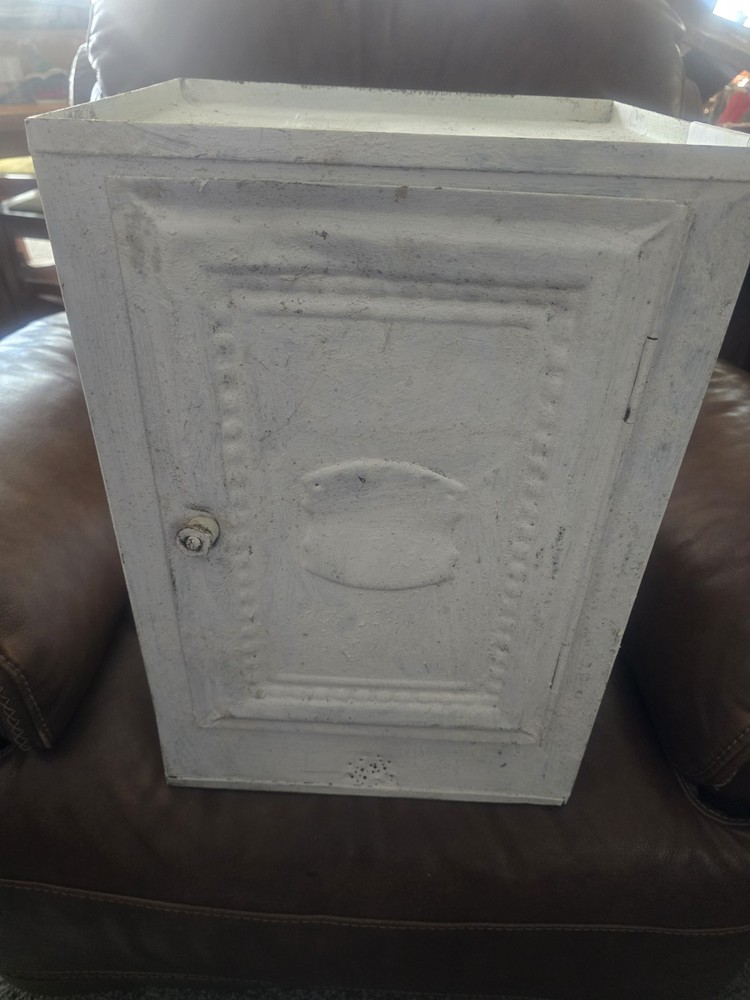 Vintage Farmhouse Tin Metal Bread & Cake Cabinet Cupboard