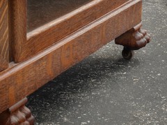 Antique French Carved Quarter Sawn Tiger Oak Bookcase ~Double Door Curio Cabinet