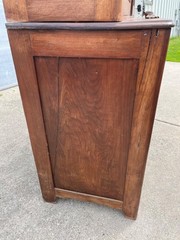 Antique Walnut 2pc Kitchen Hutch Cabinet Stepback Pantry Farmhouse Cupboard
