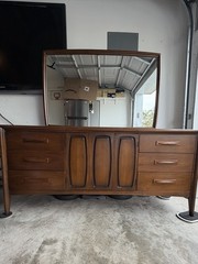 MCM/VTG/💥ANTIQUE Credenza Dresser Sideboard American Metropolitan Furn W/Mirror