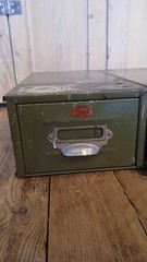 Vintage Metal Veteran series original index filing drawers In Green