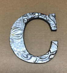 Decorative Salvaged Tin Ceiling 8″ Patchwork Silver Letter C Metal Old 614-26B