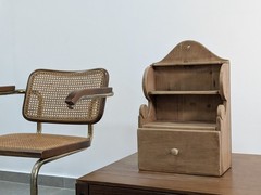 Rustic Pine Wood Cutlery Wall Furniture with Drawer, 1950s