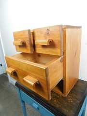 MCM Craftsman Made Danish Modern Wood Mini Chest 3 Drawer Table Top Cabinet HOT!