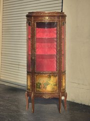 Vintage French Louis XVI Vitrine Curio Display Cabinet w Brass Ormolu