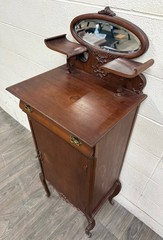 Antique Victorian Rococo Revival Mahogany Music Cabinet