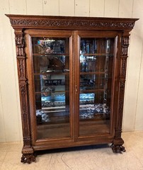 Antique Oak Large Late Victorian China Cabinet