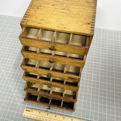 Antique Wood 6-Drawer Parts Cabinet Resistor Organizer Dovetail Knobs Vintage