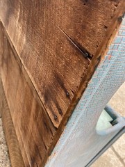 Antique 19th Cent Primitive Pine Blue Painted Cupboard Grain Box Sink we Deliver