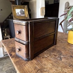 Unusual Draws Slim And Long Wooden Two Tier Vintage Shop Display Unit England