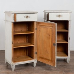 Pair 19th Century Swedish Gustavian White Painted Narrow Cabinets