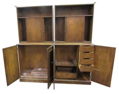 Pair of Traditional Two Section Wooden Storage Cabinets